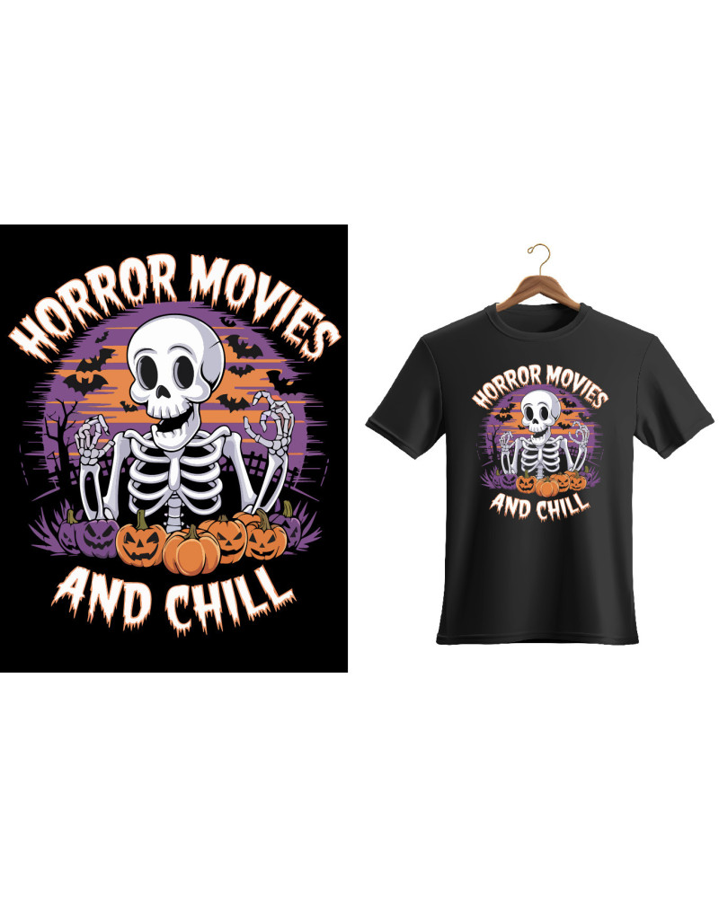 Horror movies and chill Skeleton Halloween