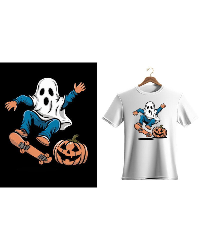 Ghost on a skateboard Halloween