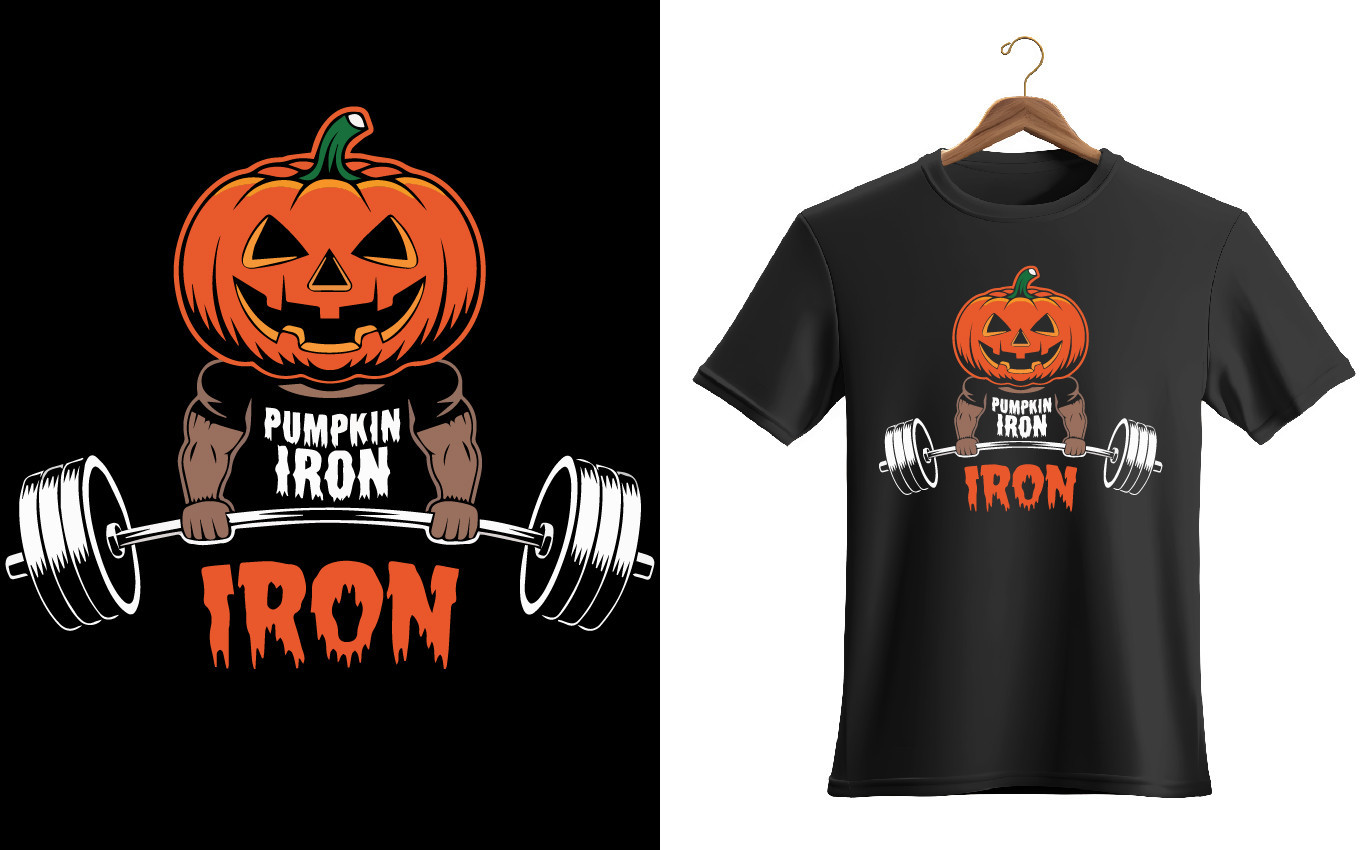 Iron pumpkin with barbell Gym Halloween