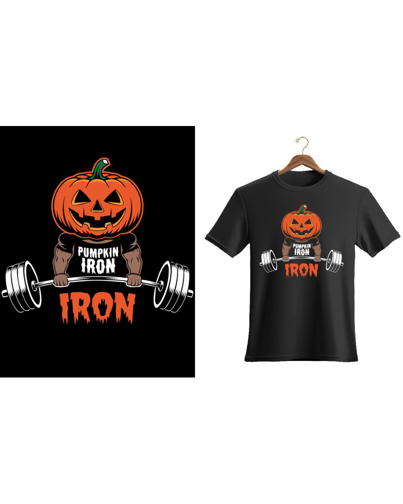 Iron pumpkin with barbell Gym Halloween