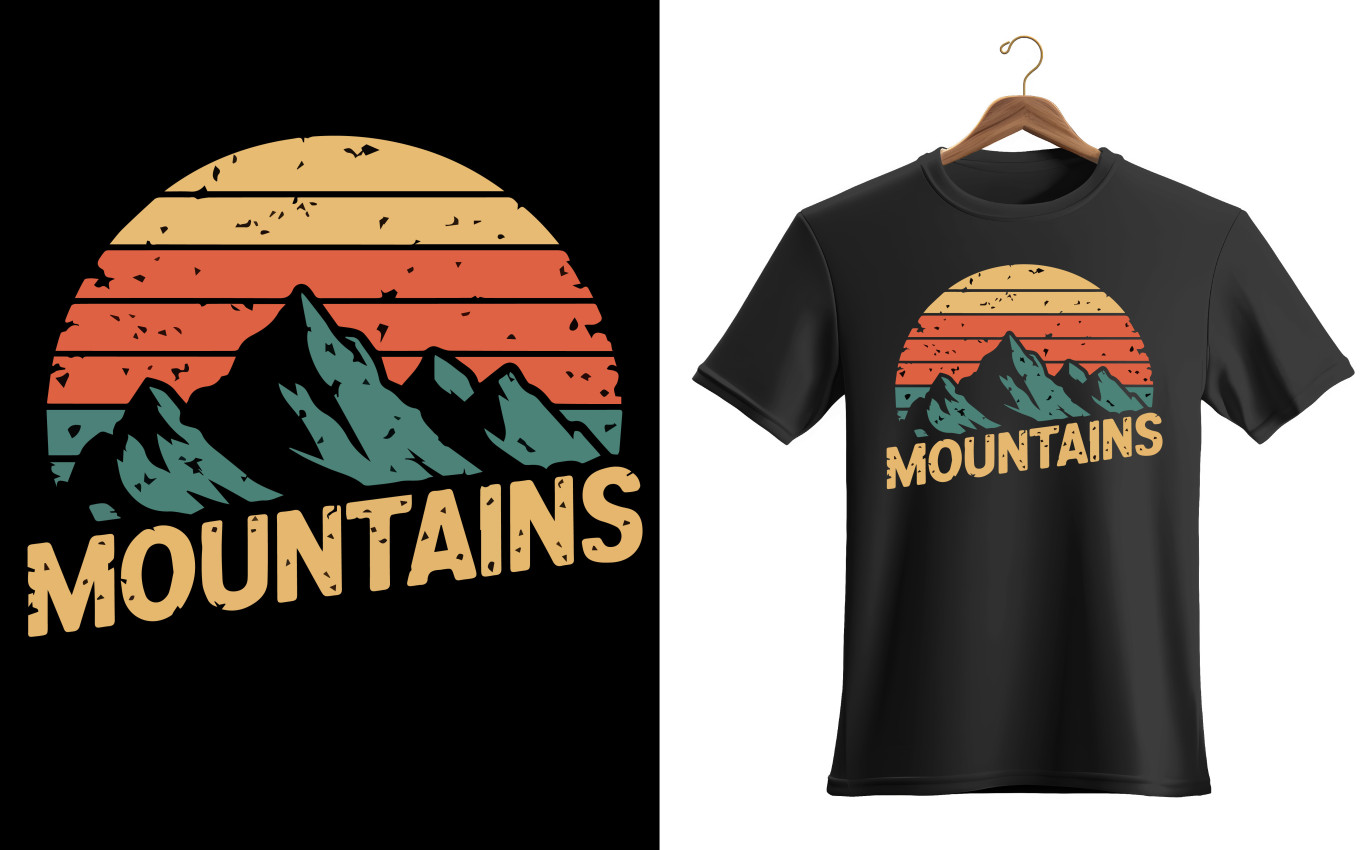 Retro sunset Mountains