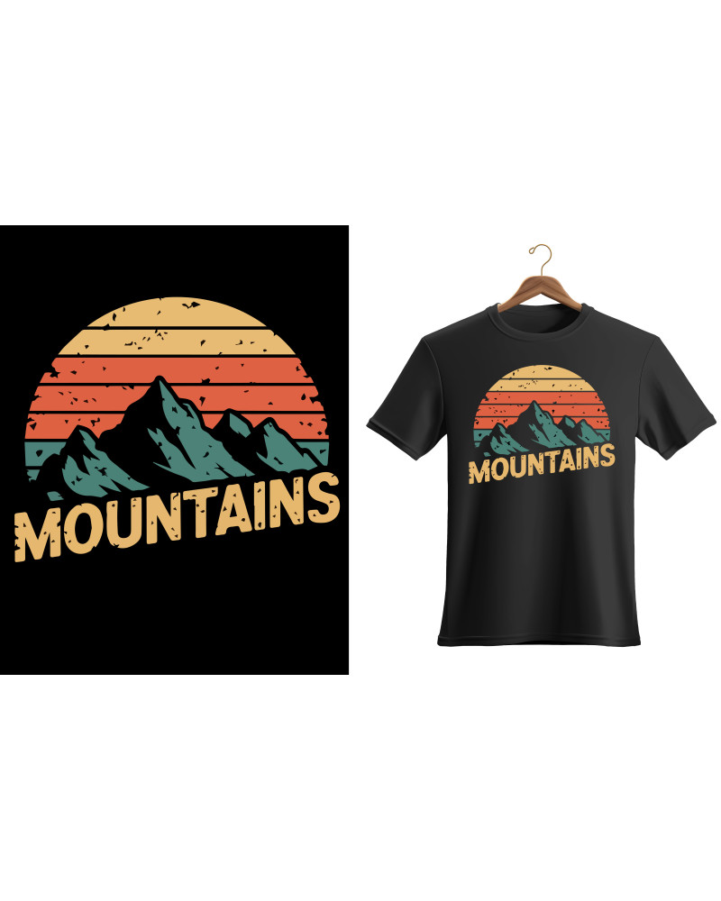 Retro sunset Mountains