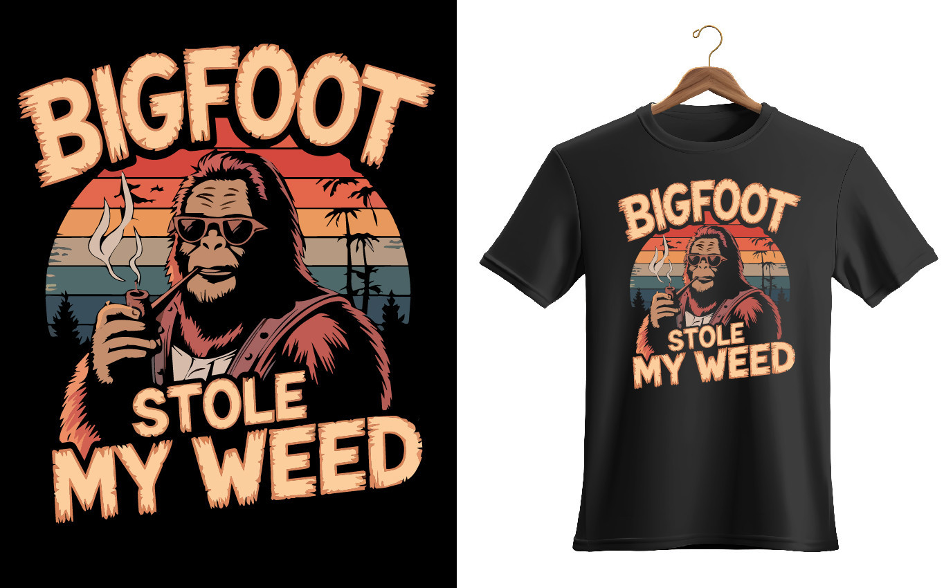 Bigfoot stole my weed Retro vintage sunset